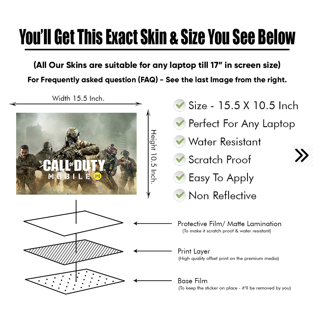 Call of Duty Mobile Art Character Laptop Sticker & Laptop Skin Removable Waterproof Sticker For All Kind of Laptop - (10.5X15.5 Inch) - LSKN2867 - Canvas Work. 