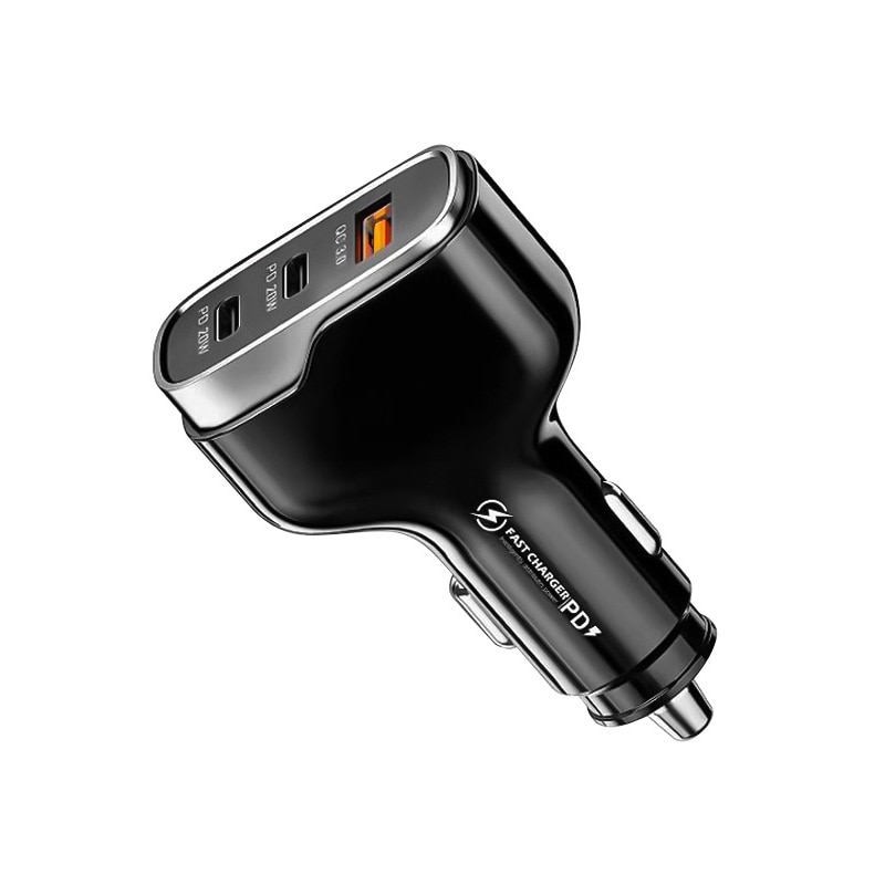 QCY 3 Port Car Charger 40W PD Fast Charger QC 3.0 USB Type C Car Charger For iphone 13 12 Xiaomi Huawei Samsung Quick Charger. 
