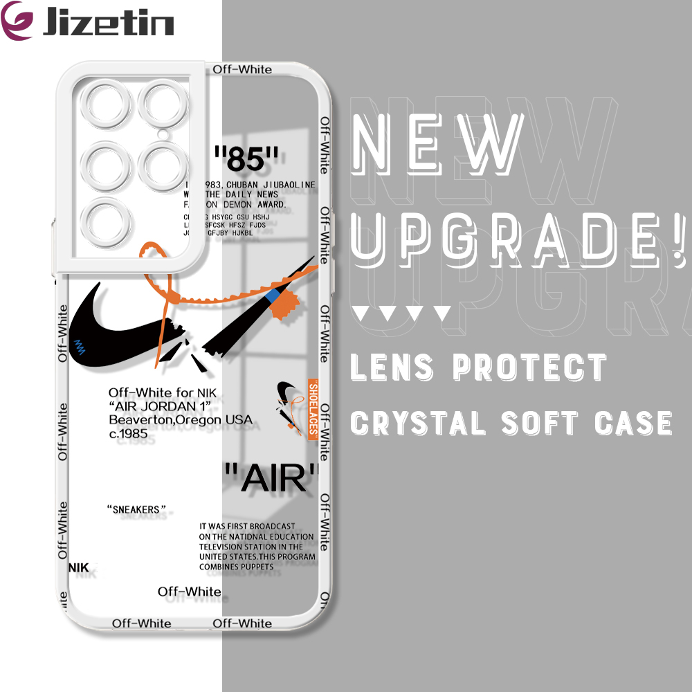 Jizetin for Samsung S22 Ultra 5G Back Cover Crystal Transparent Sport Series Full Camera Angle Eye Cover Soft Protect Phone Cases