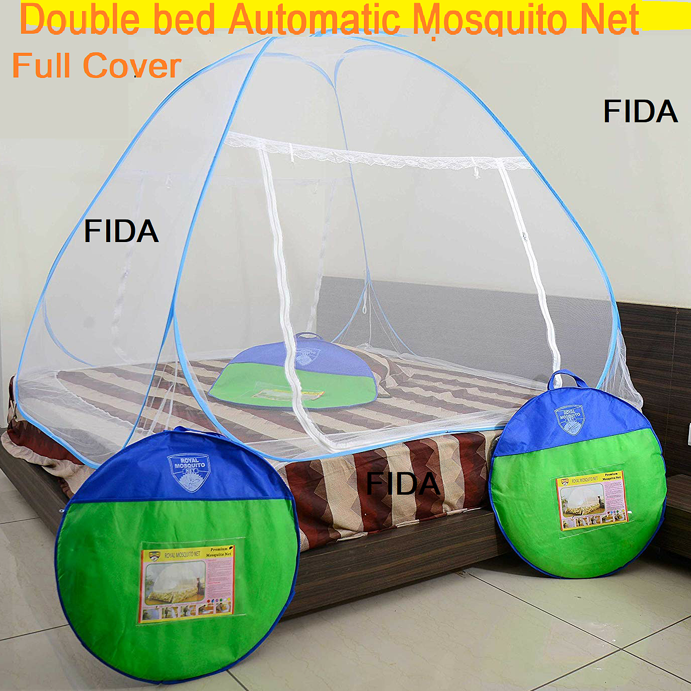 Mosquito Net Instant Double Bed Foldable Magic Mosari - Enjoy A Peaceful Night'S Sleep Instant And Foldable Mosquito Net For Double Beds. 