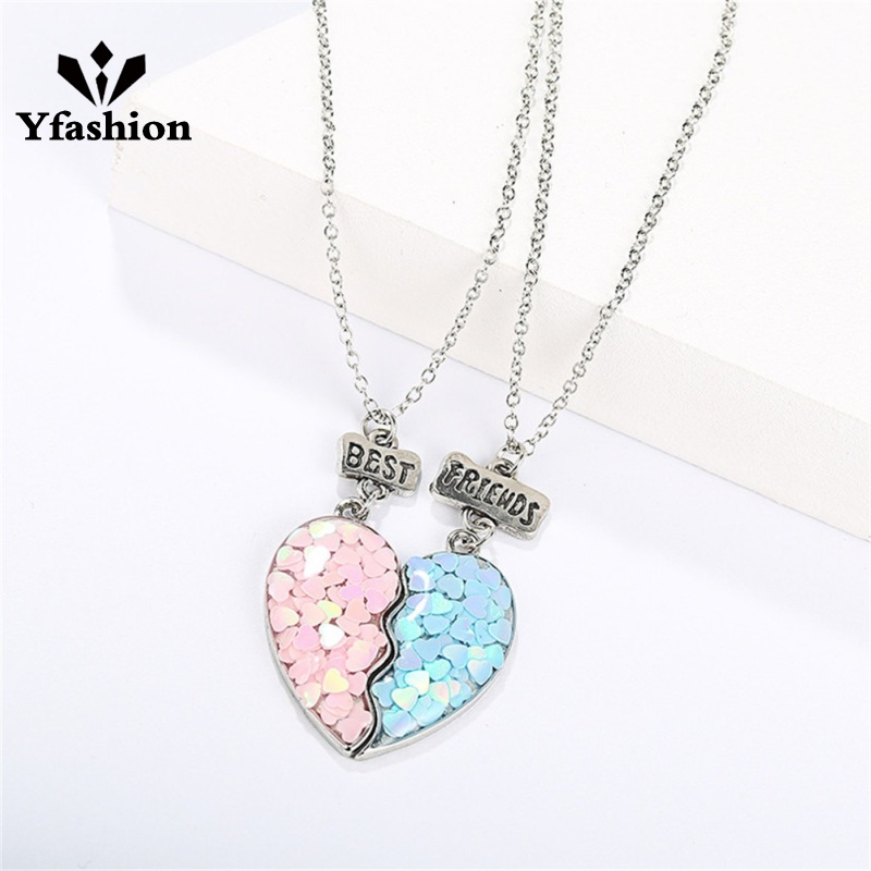 2pcs/set Best Friends Girls Friendship Pendant Necklace BFF Heart-shaped Couples Chain Gifts For Women