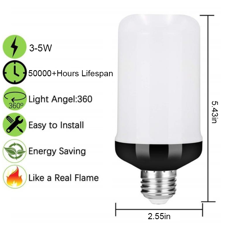 1Pc LED Flame Effect Fire Light Bulb E27 Simulated Nature Flicker Lamp Decor Encounter. 