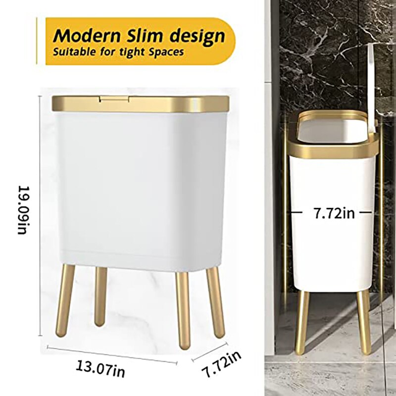 Luxury Large Capacity Trash Can Gold Luxury Trash Can High push Plastic Kitchen Trash Can with Lid Bathroom Trash Can. 