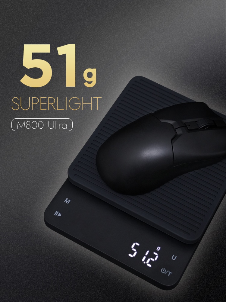 DELUX M800 Ultra Gaming Mouse PAW3395 600IPS Nordic52840 49g Lightweight Bluetooth 2.4g Three Mode Wireless Ergonomic FPS Mice. 