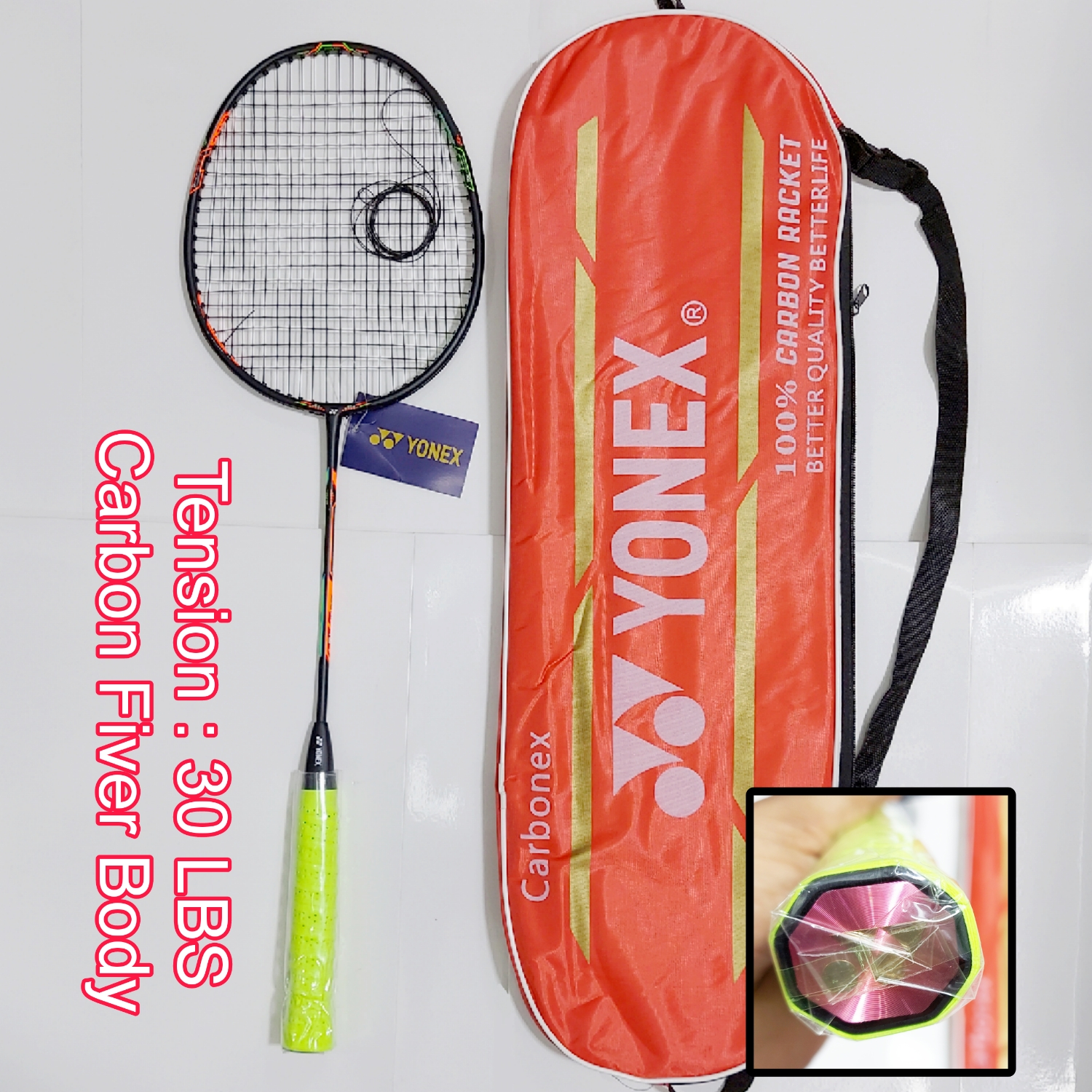 Yonex Badminton Racket String Tension 30 LBS Mashing Gadding - Multicolor. 