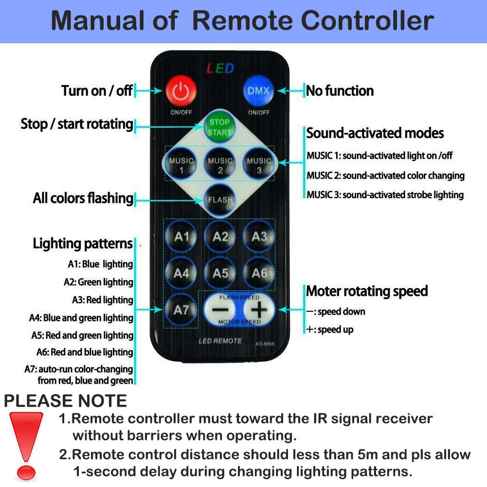 Durable Sound Activated Party Lights with Remote Control Dj Lighting, RBG Disco Ball, Strobe Lamp 7 Modes Stage Par Light for Home Room Dance Parties Birthday DJ Bar (US Plug). 