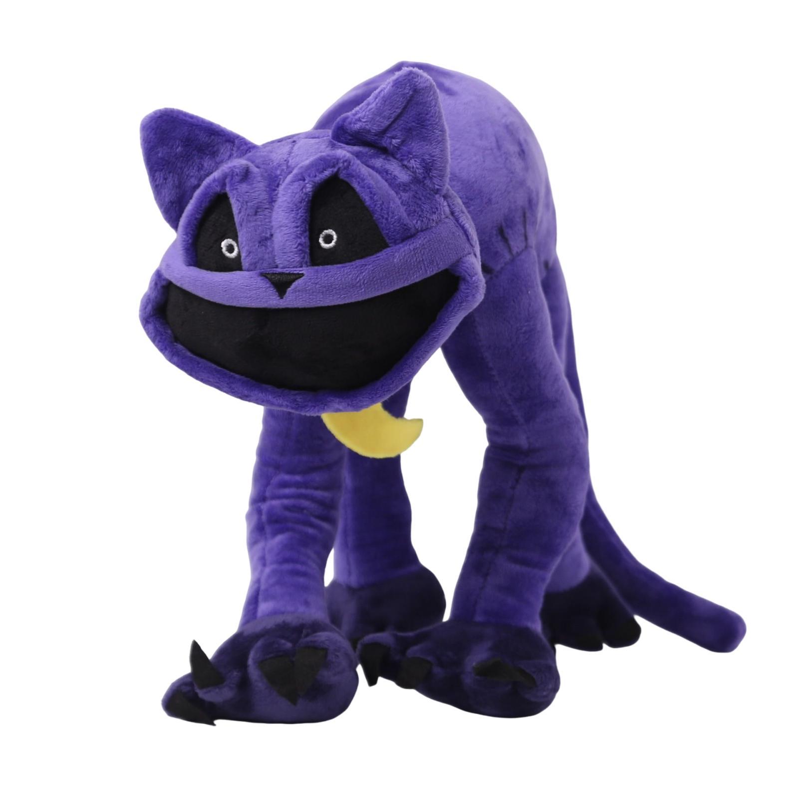 Vividaea Soft Plush Fabric Toy Big Mouth Smiling Purple Cat Plush Toy Soft Stuffed Animal Pillow for Game Fans Children Fluffy Catnap Plush Toy Unique Gift Idea Fluffy Cat Plush