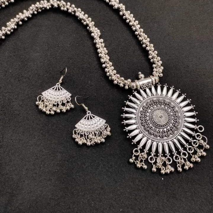 Indian Fashion Oxidised Silver Jewellery Looklike Choker Necklace