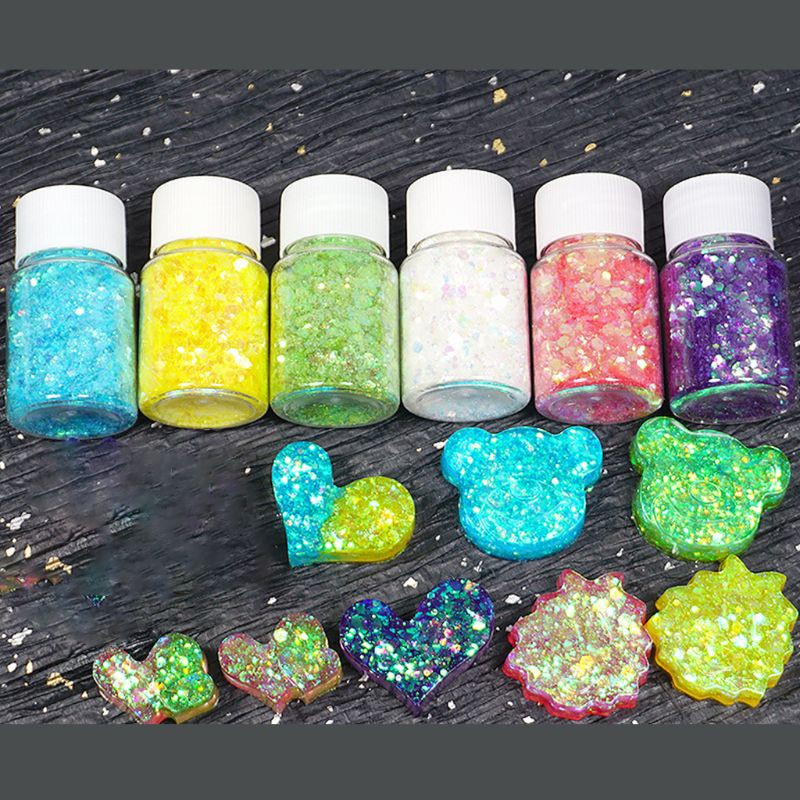 HAP 6 Pcs/set Glitter Filling Material Epoxy Filler Decoration Ornaments DIY Tool Sequin Resin Mold Accessories. 