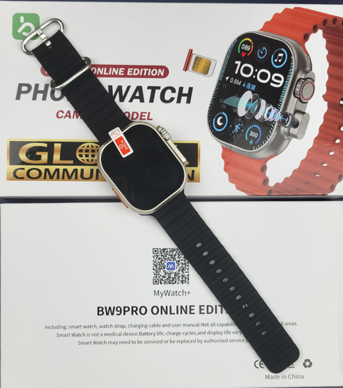 2024 Sim Insert BW9-SIM Card Smartwatch / Smart Barry SM401 +camera + Smart watch ultra 2.2 inch HD Display Smart watch Carbon Free pair strap  Ultra max smart watch HD 2.2 inch full touch screen with set strap and wireless charger for men's and boy's. 