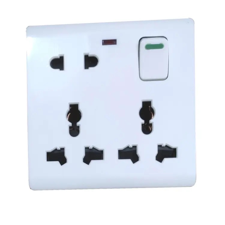 8-pin Multi socket double 3 pin & 2 pin socket MK size universal plug socket 13A 6 pin Plat & round