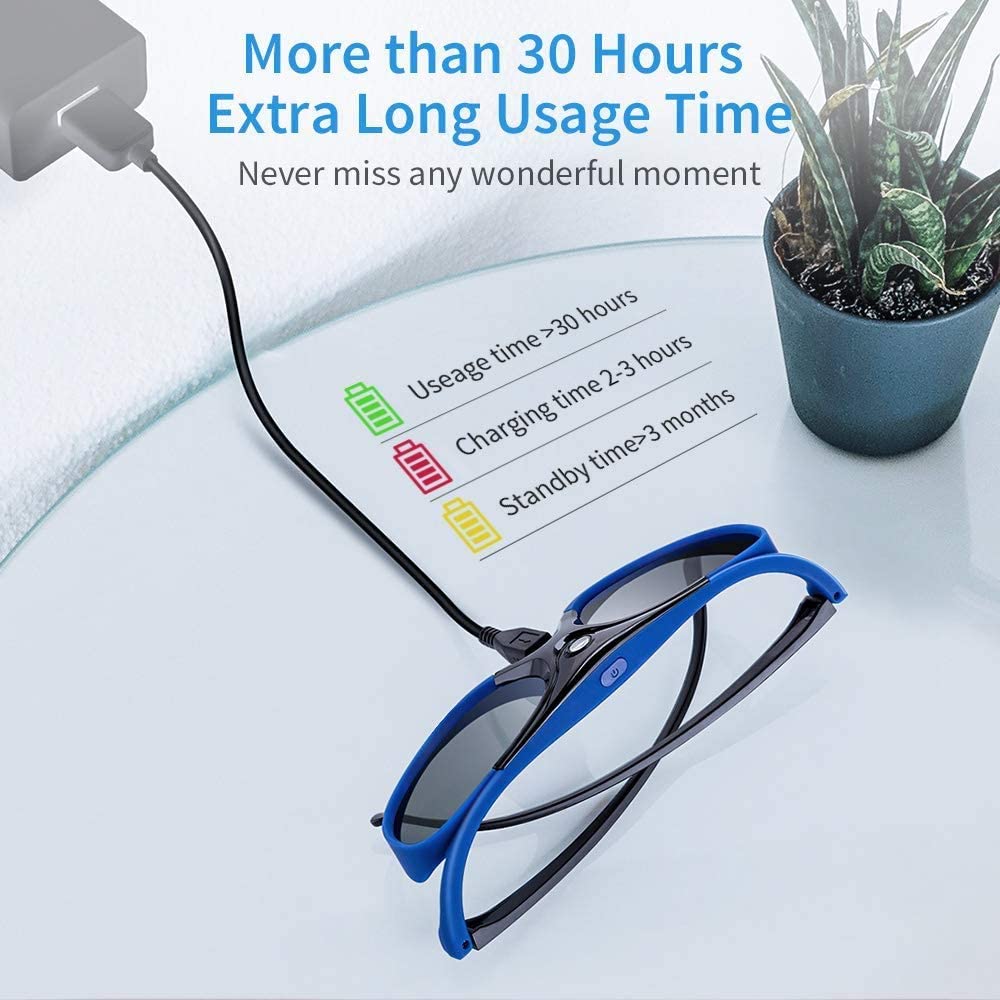Active Shutter 96-144HZ Rechargeable 3D Glasses For BenQ Acer X118H P1502 X1123H H6517ABD H6510BD Optoma JmGo V8 XGIMI Projector. 