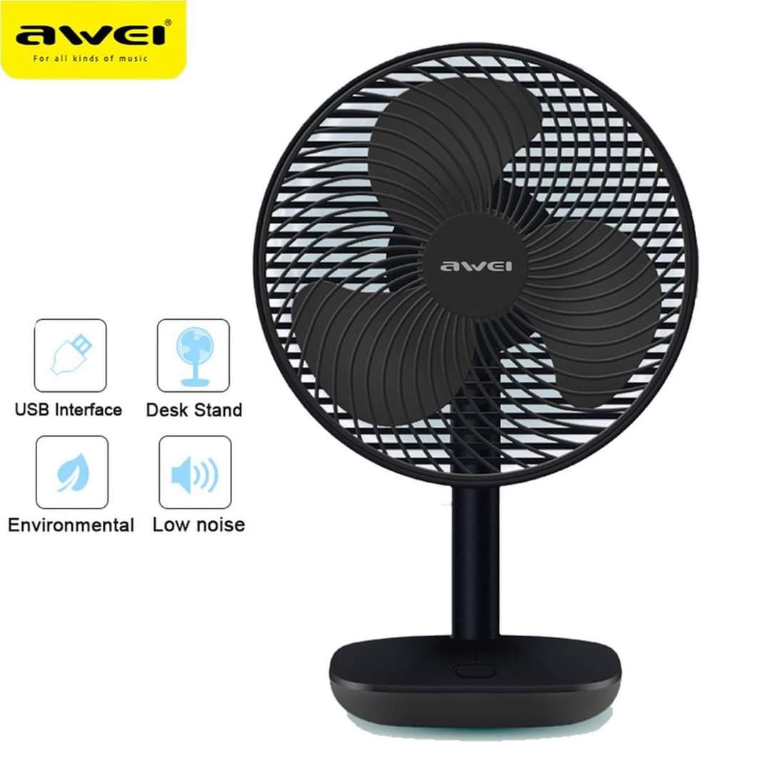 AWEI F23 Rechargeable 4000mAh Battery Strong Wind 4 Modes Rotatable Portable Desk / Table Fan