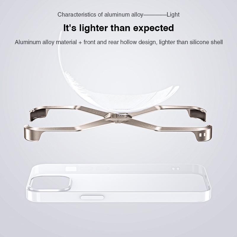 Frameless X-shaped Metal Phone Case For iPhone 15 Pro Max/iPhone 13 Pro Max / 14 Pro Max/iPhone 15 Pro/iPhone 15/iPhone 13 / 14/iPhone 13 Pro / 14 Pro. 