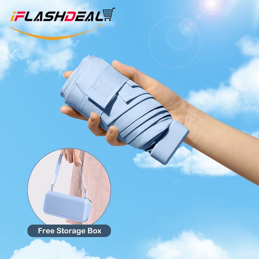 【3C VictoryEagle】Mini Umbrella 99% UV Block Black Layer UV Umbrella Windproof Vented Dual-Use Sun Sunscreen UV Umbrella Rain Parasol Frame Windproof with Free Storage