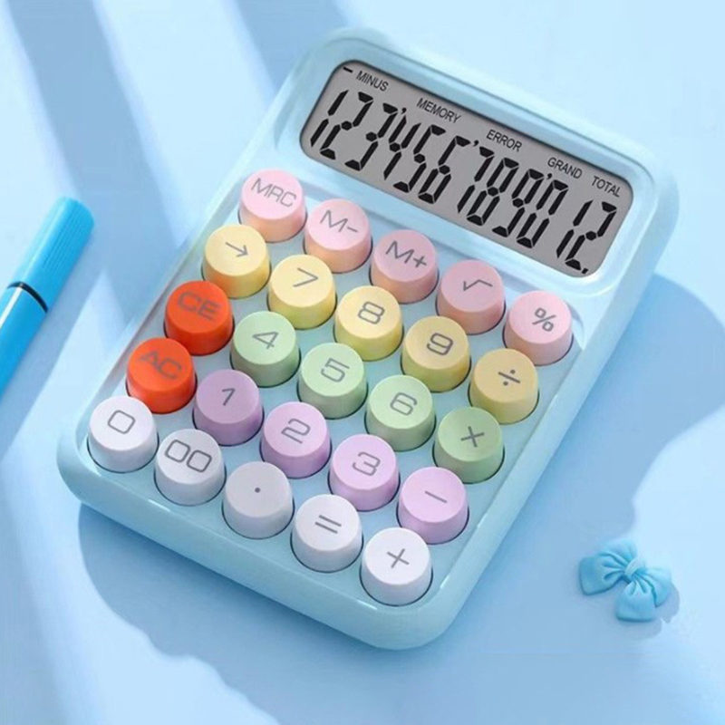 Korean Kawaii Calculator Cartoon Candy Colour Silent Mechanical Keyboard Desktop. 