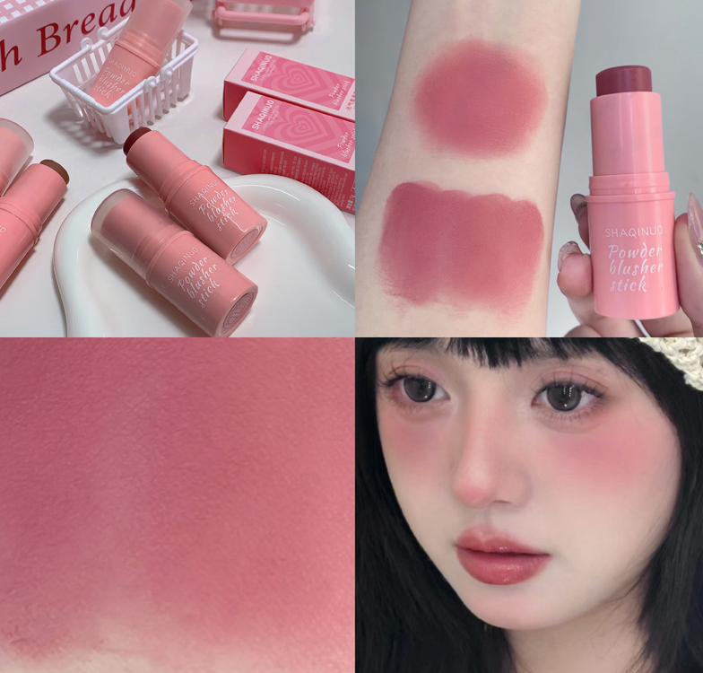 Waterproof Matte Face Blush Stick Long-lasting Natural Cheek Contour Tint Blush Cream Makeup Mineral Red Rouge Cosmetics. 