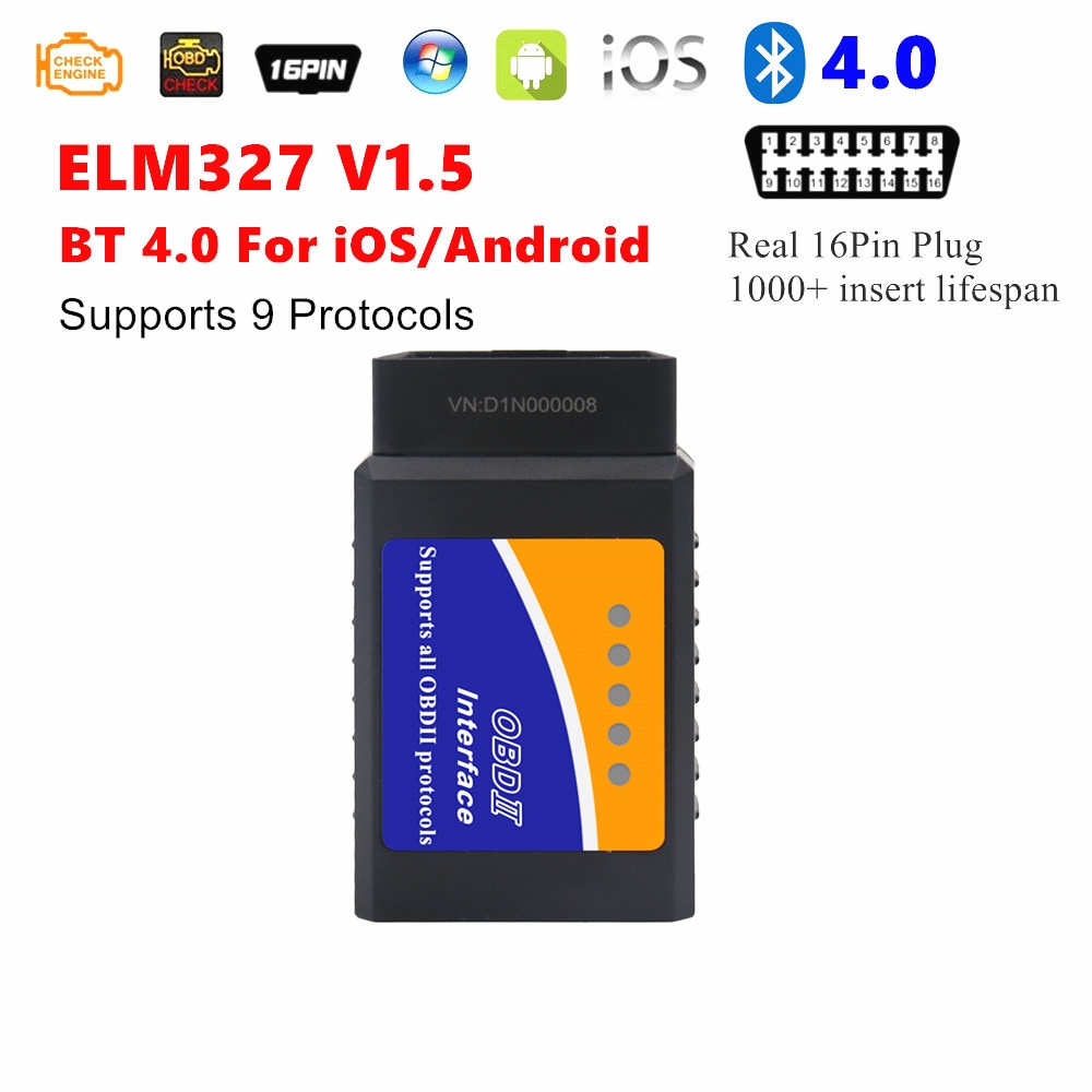 Latest Version of Mini ELM327 V1.5 WIFI Bluetooth 4.0 Auto Scanner OBD2 Car ELM 327 Tester Diagnostic Tool for Android for Apple. 
