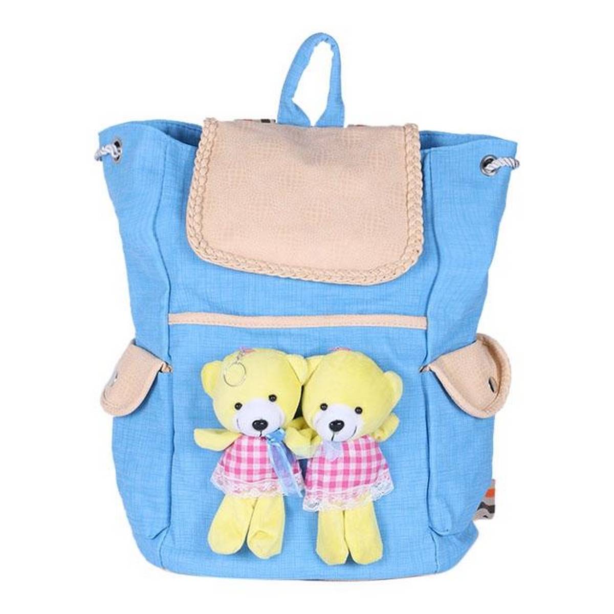 Sky Blue Synthetic Backpack For Women 