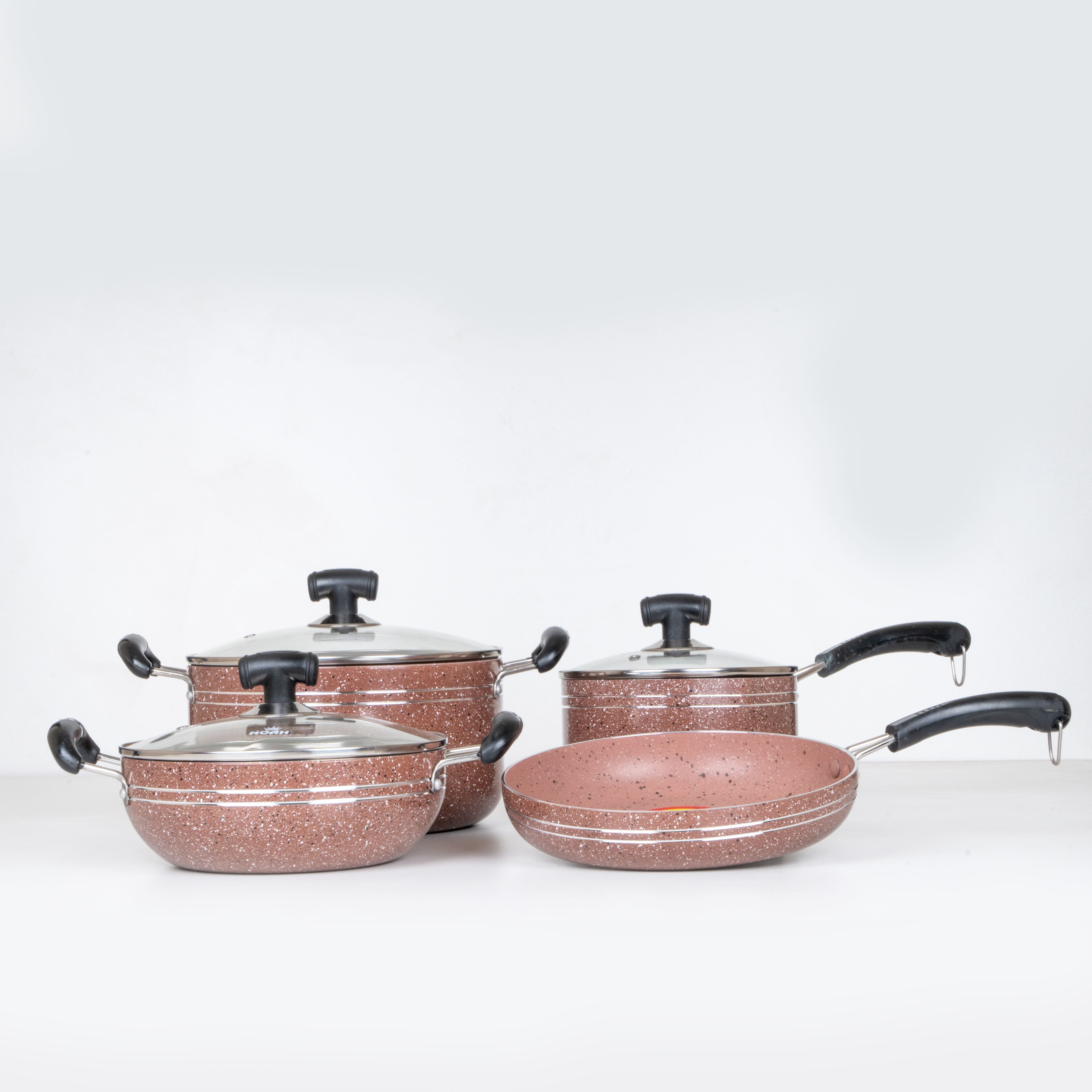 NOAH Marble Coated Cookware Full Set - Walnut Brown. 