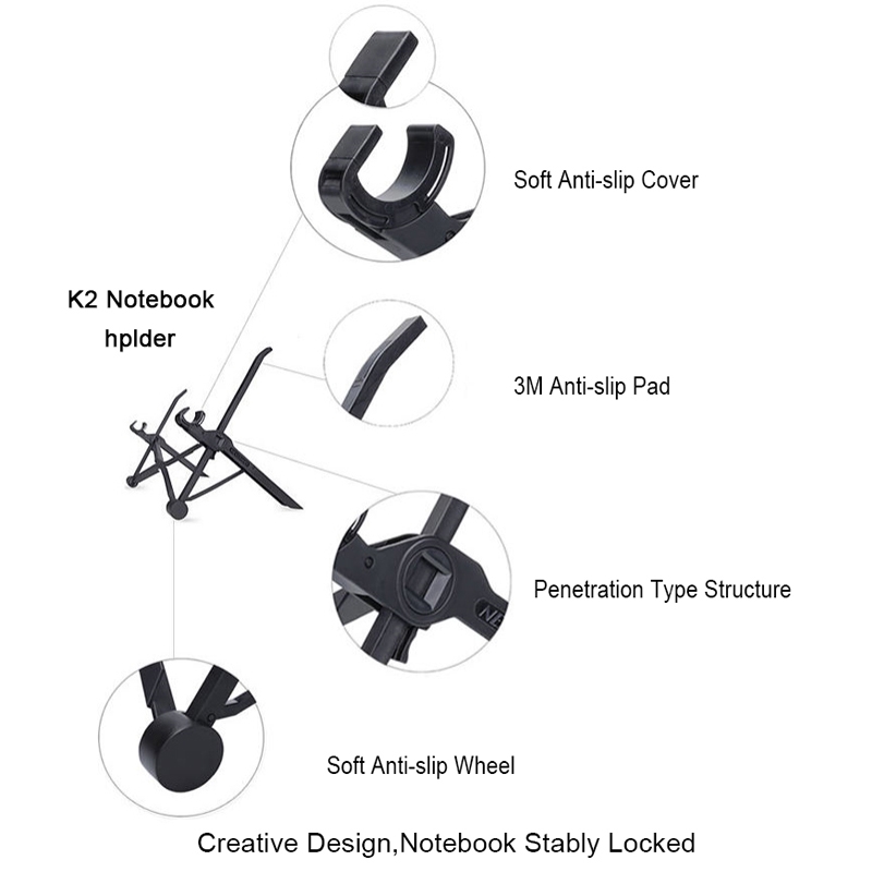 Nexstand K2 Laptop Height Extender Holder Stand Folding Portable Computer Heat Dissipation Bracket, Size: 35.4x4x4cm(Black). 