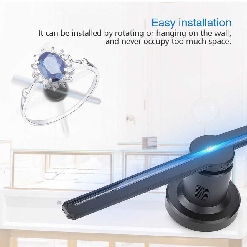LED 3D Holographic Projector Hologram Player Advisement Display Fan Lamp+SD Card. 