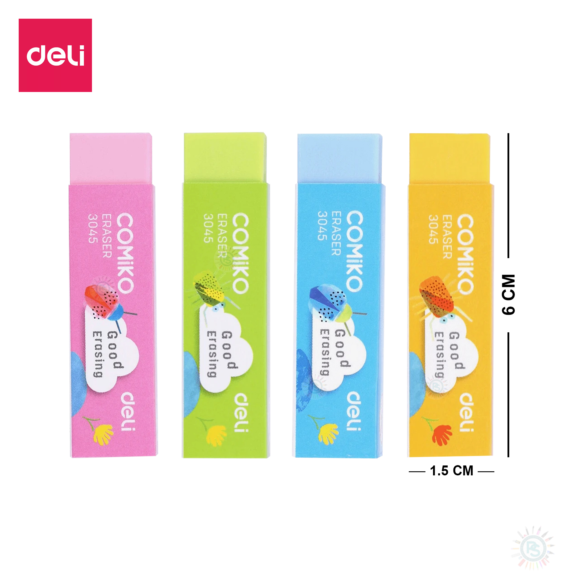 Deli COMIKO Eraser Good Erasing 3045 Set of 4 pcs. 