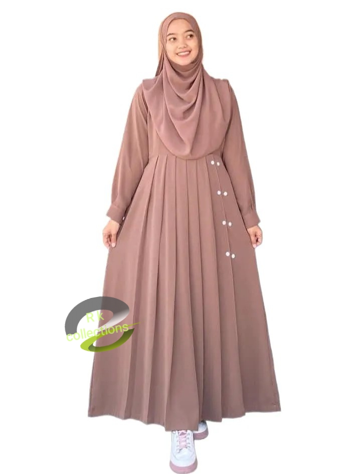 Dubai cherry fabric side  button pelate abaya borka without hijab. 