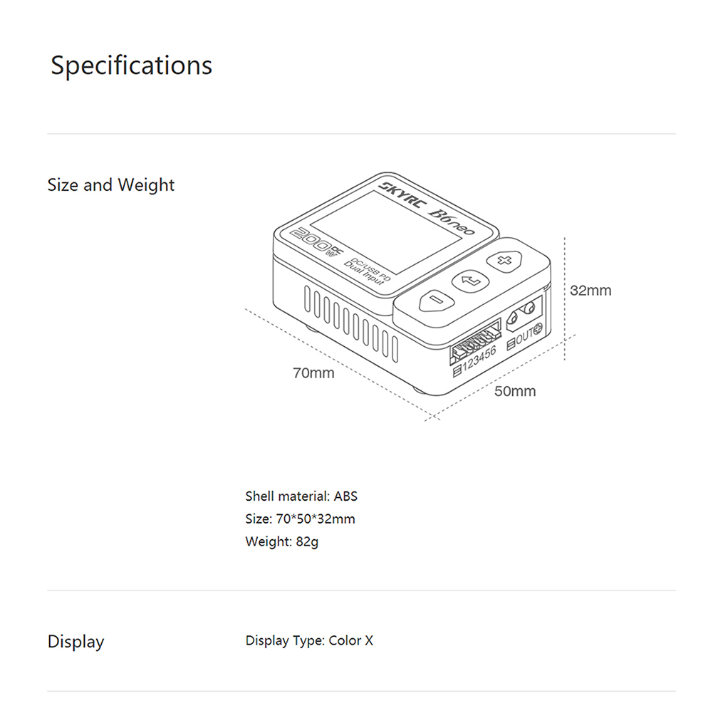 SKYRC B6neo Intelligent Charger Power DC200W PD80W Multi-Function Smart Battery Balance Charger Discharger. 
