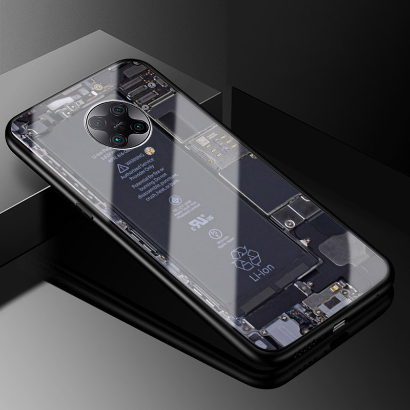 For Xiaomi Poco F2 Pro Back Cover Version Theme Case Tempered Glass Protection shockproof Cover for Poco F2 Pro case Transparent Circuit Board Design Full Coverage Phone cases. 