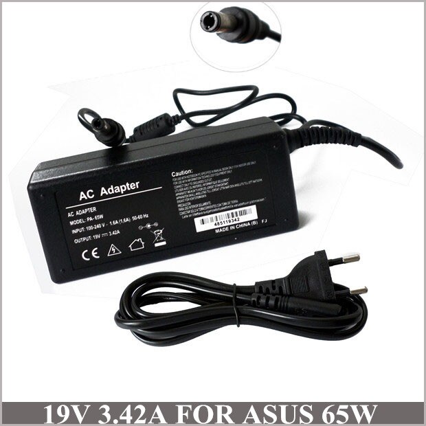 19V 3.42A Power Adapter Laptop Charger Plug For Asus X53U-XR1 X53U-XR2 X53U-Rh11 X53U-Rh21 K52F-EX961V K60i U52F-BBL5. 