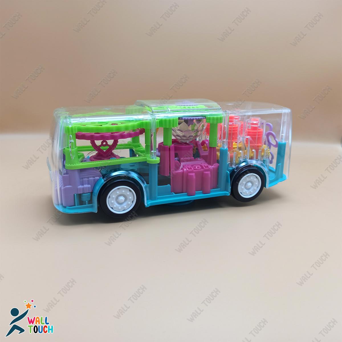 Battery Operated Gear Light Bus Toy with Mechanical Gears Simulation