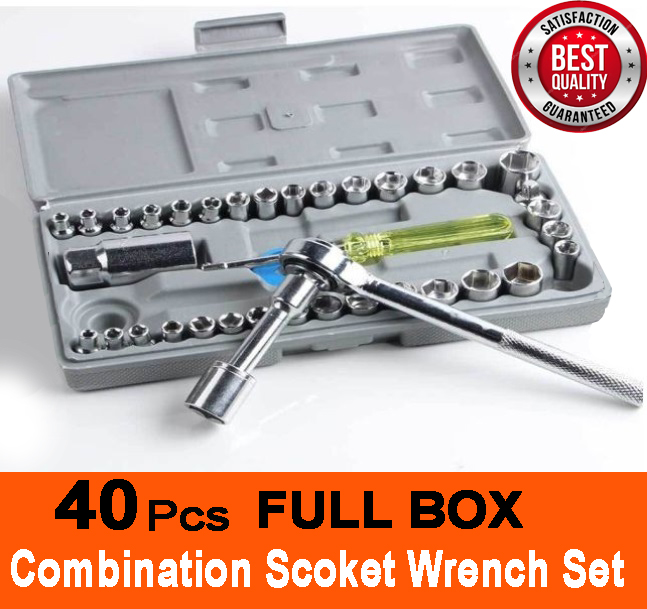40 in 1 Pcs Hardware Wrench Tool Kit & Screwdriver & Socket Set. 