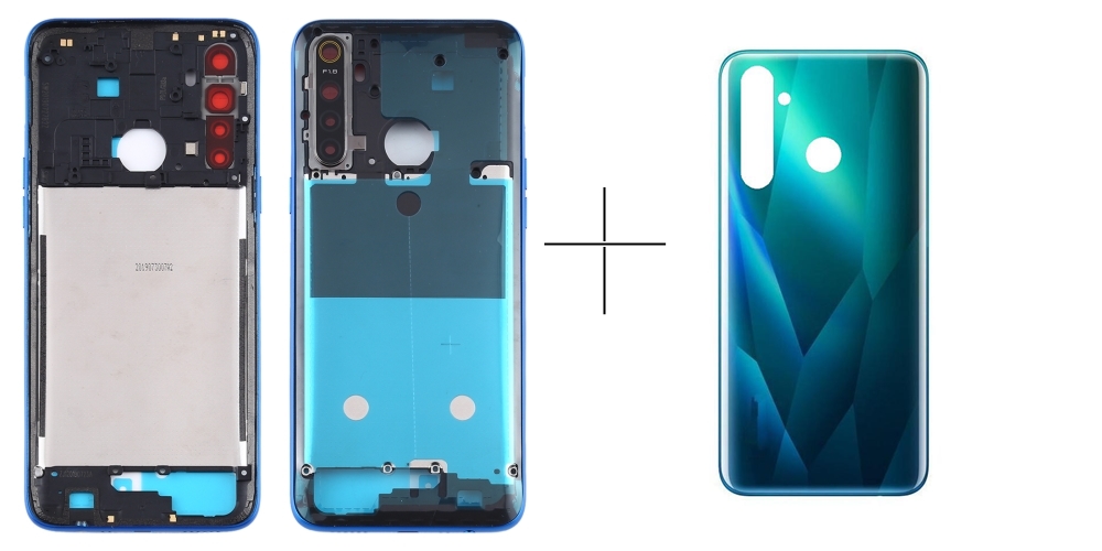Backsheel & Middle Frame Bezel Plate with Side Keys for Realme 5 Pro - Replacement part Back Battery Cover & Side Frame For Realme 5 Pro. 