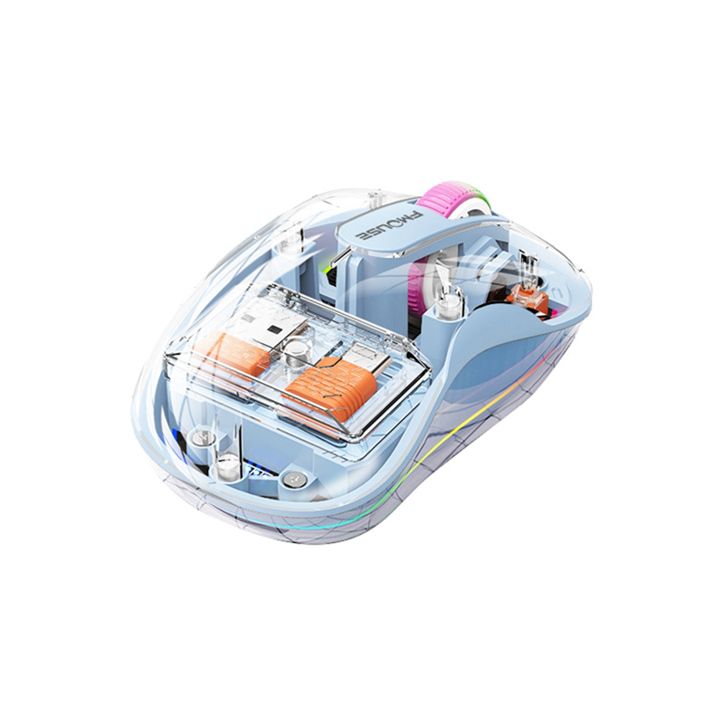 Wireless Bluetooth Mouse Transparent Magnetic Rechargeable Mouse Three Mode Silent Led Lamp Mouse for Laptop PC White. 