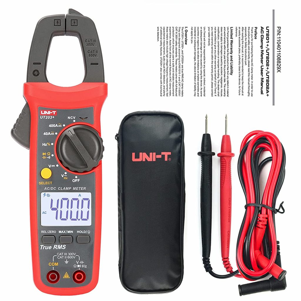 UNI-T UT203+ UT-203+ 400A AC DC Digital Clamp Meter Auto Range Ture RMS Handheld Clamp Digital Multimeter Tester Volt Ohm Meter. 
