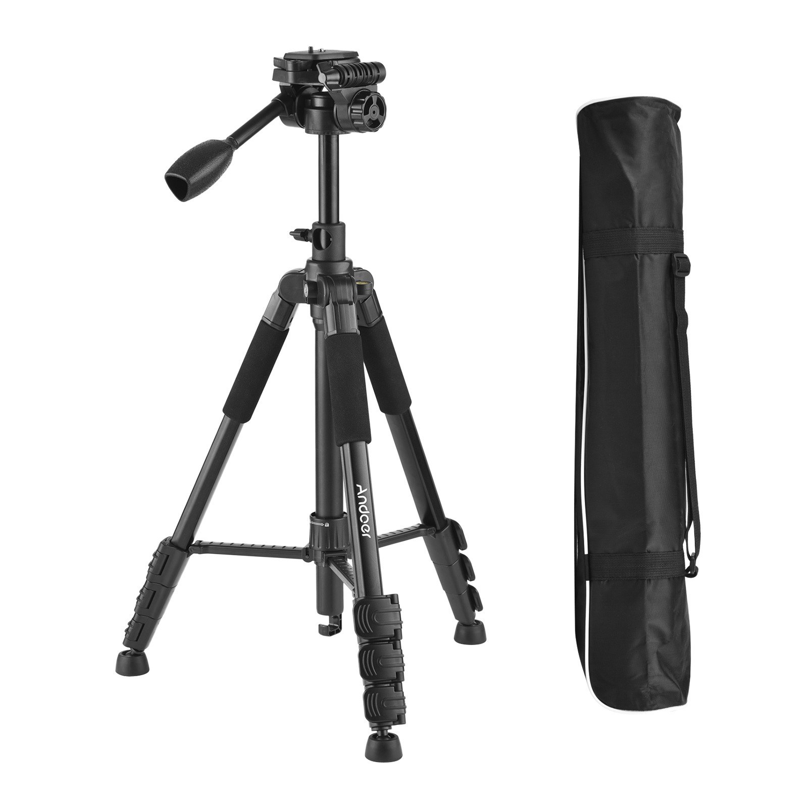 Andoer 157cm/61.8inch Portable Tripod Horizontal Camera Tripod Stand - black. 
