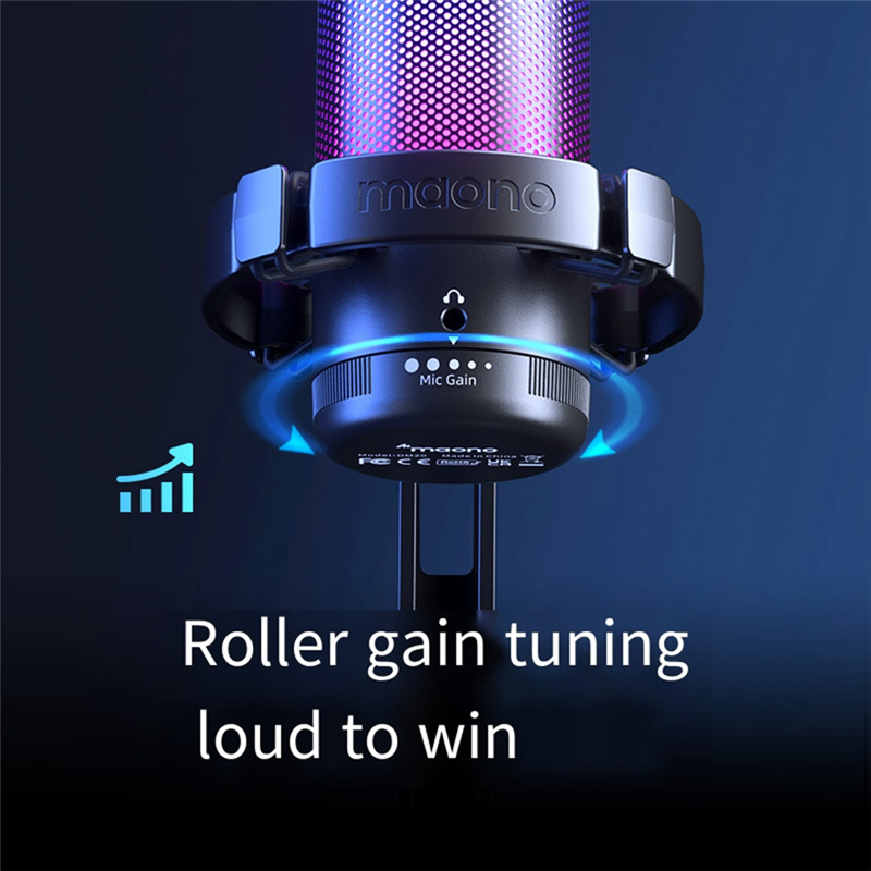 DGM20 USB Microphone RGB Condenser Mic Gaming Microphone with Noise Reduction Software for Game Live Recording Black 1 Piece. 
