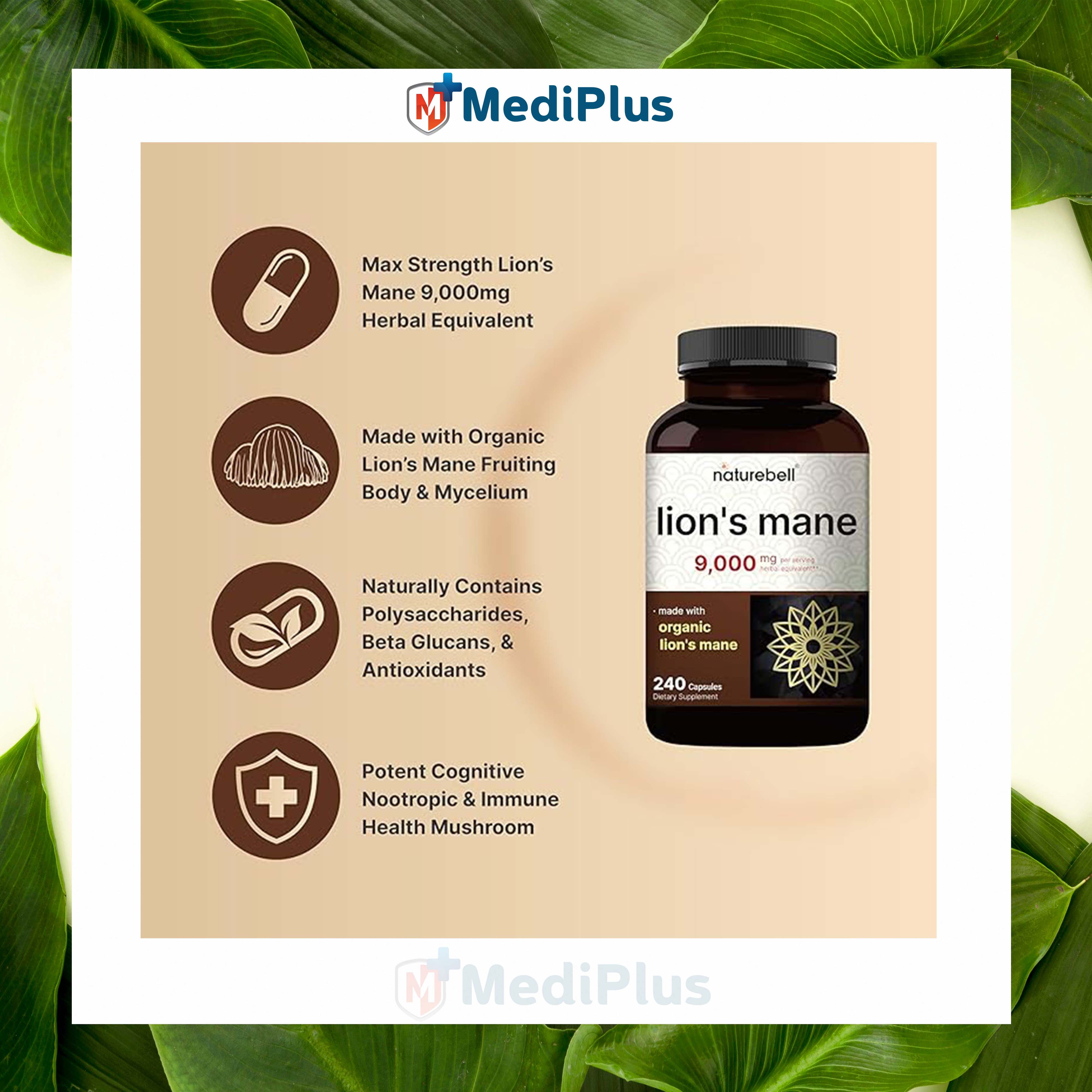 NatureBell Lions Mane Mushroom Supplement Capsules 9,000mg, 240 Capsules | 120 Days Supply – Made with Organic Lion’s Mane Powder Extract – Cognitive Brain Nootropic & Immune Health Support – Non-GMO 4.5/5 Condition: New. 