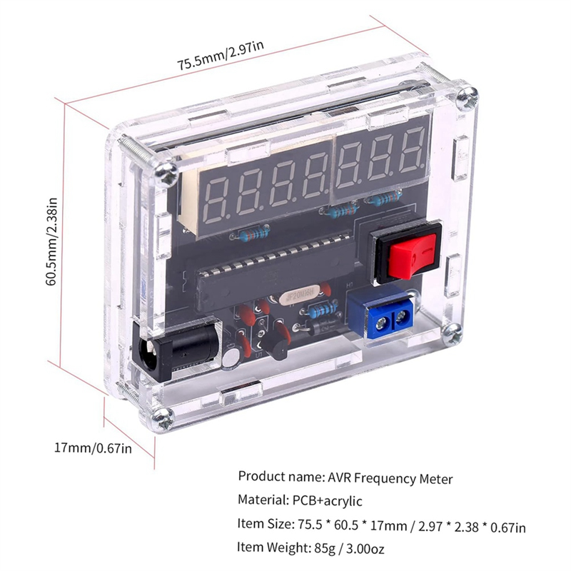 Frequency Meter,10MHz Frequency Meter DIY Kit Frequency Counter AVR Frequency with Shell Counter 0.000 001Hz Resolution Easy Install. 