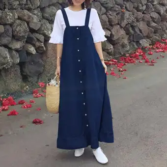 long dungaree dress