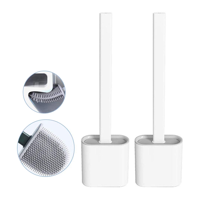 2 PackTet Brush with Holder,Long Handle Tet Brush with Holder, Wall Mounting Cleaning Brush Set (White). 