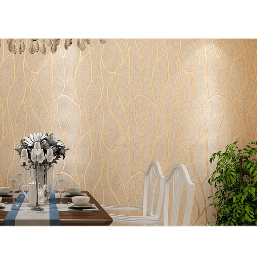 GC 10m 3 Layers Non-woven Wallpaper Simple Modern Thickened Waterproof Noise-proof Living Room Bedroom Tv Background Wall Stickers color:off white. 