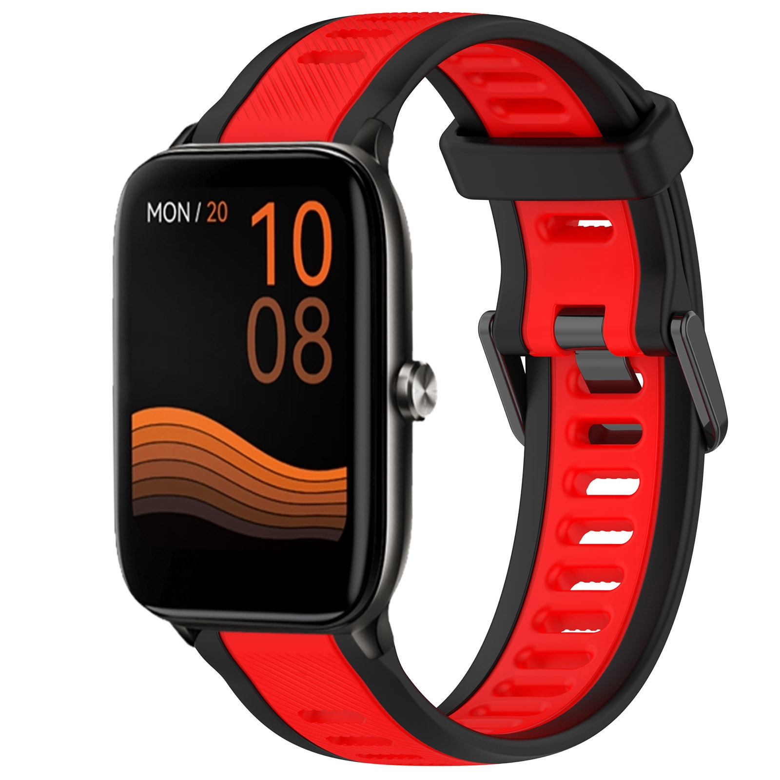 (New)22mm Two Color Textured Silicone Watch Band For Xiaomi Haylou GST LS09B