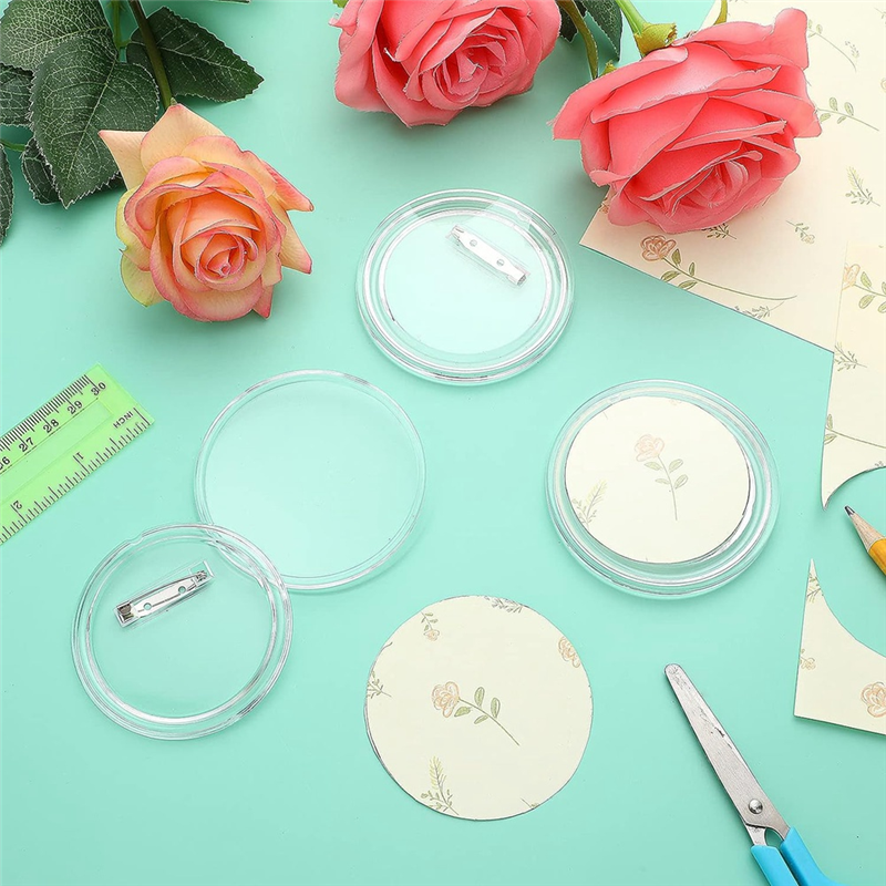 3 Inch DIY Button Pins Acrylic Button Pin Badge Clear Craft Button Badges Pin Back Buttons For School Projects 25Pcs. 