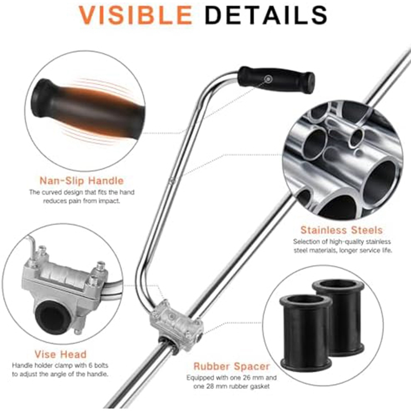 Trimmer Handle, Ergonomic Trimmer Handle, Handle Extension with Stand Clamp,Multifunctional Garden Lawn Mower Handle Durable Easy Install. 