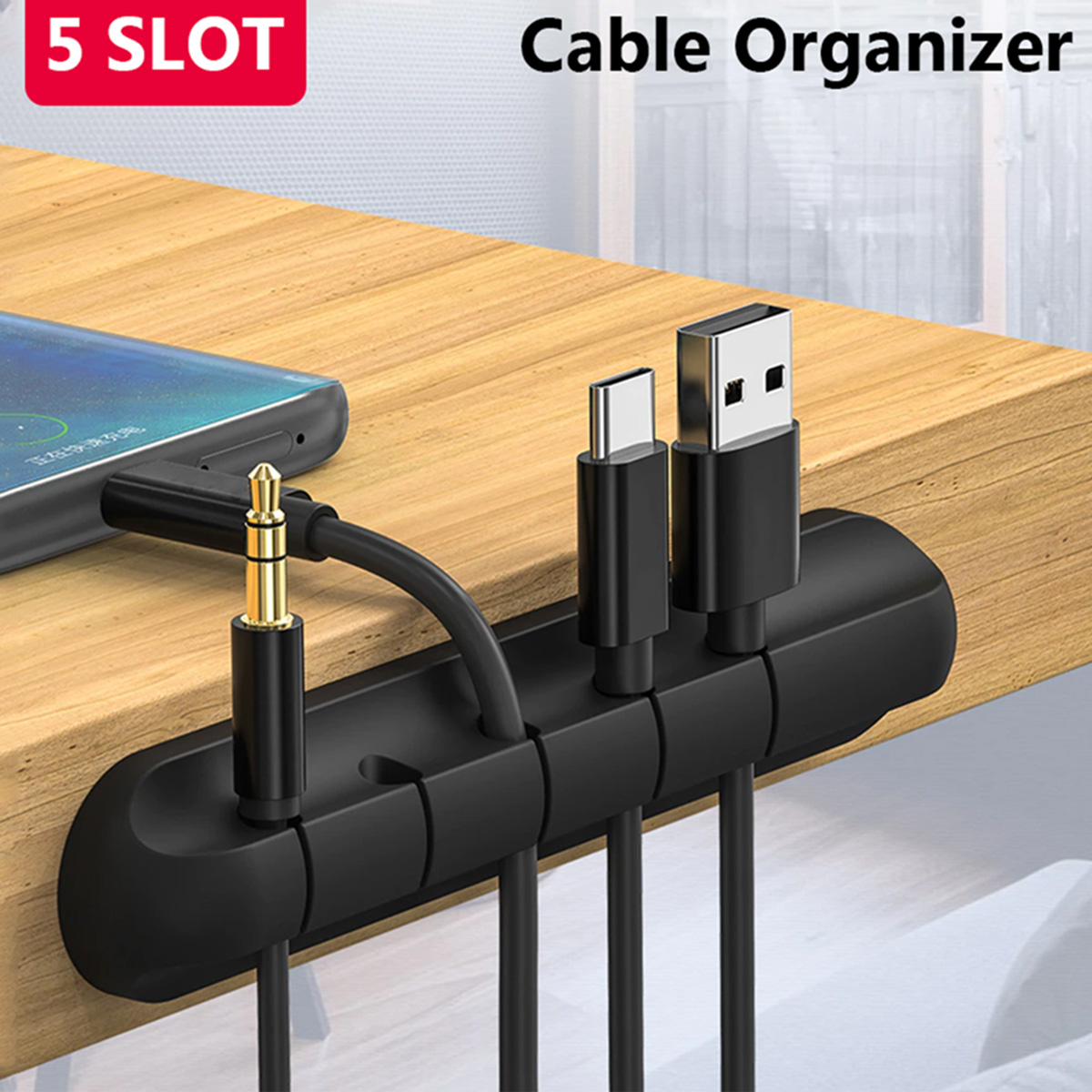 Flexible Silicone Cable Organizer With Adhesive Cable Winder Wire