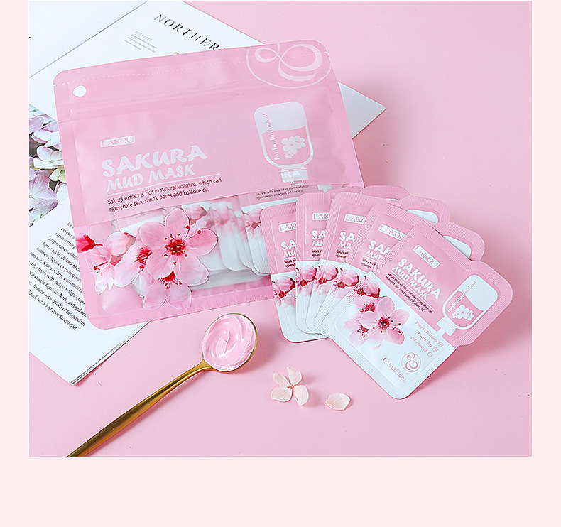 LAIKOU 5 Pcs/Set Sakura Pores Cleansing Hydrating Mud Mask- 5g/Each. 