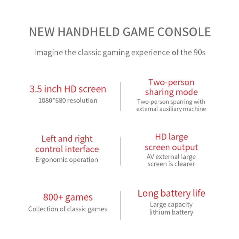 G3 Portable Retro Arcade Gamepad 800 Classic Games 3.5Inch Screen Handheld Game Console Two-Person Mode Controller. 