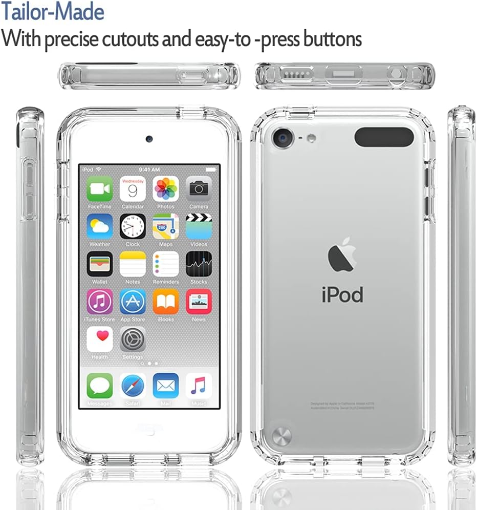 Clear iPod Touch 7th Generation Case Heavy Duty Full Body Rugged Slim Fit Shockproof Cover for iPod Touch 5/6/7th Generation. 